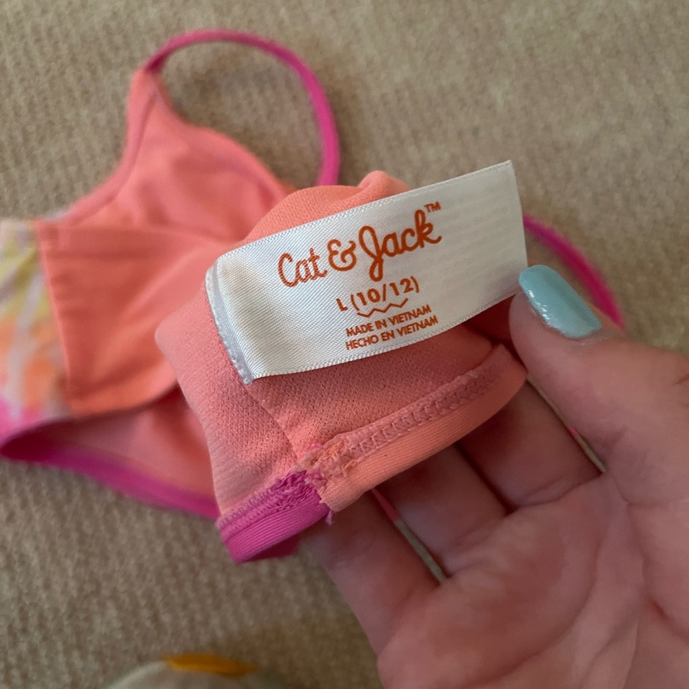 1 cat and jack target swimsuit top and 2 target swimsuit bottoms all size large